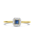 14K Geelgouden Ring Saffier En Diamant 0.07Ct H Si 4034224