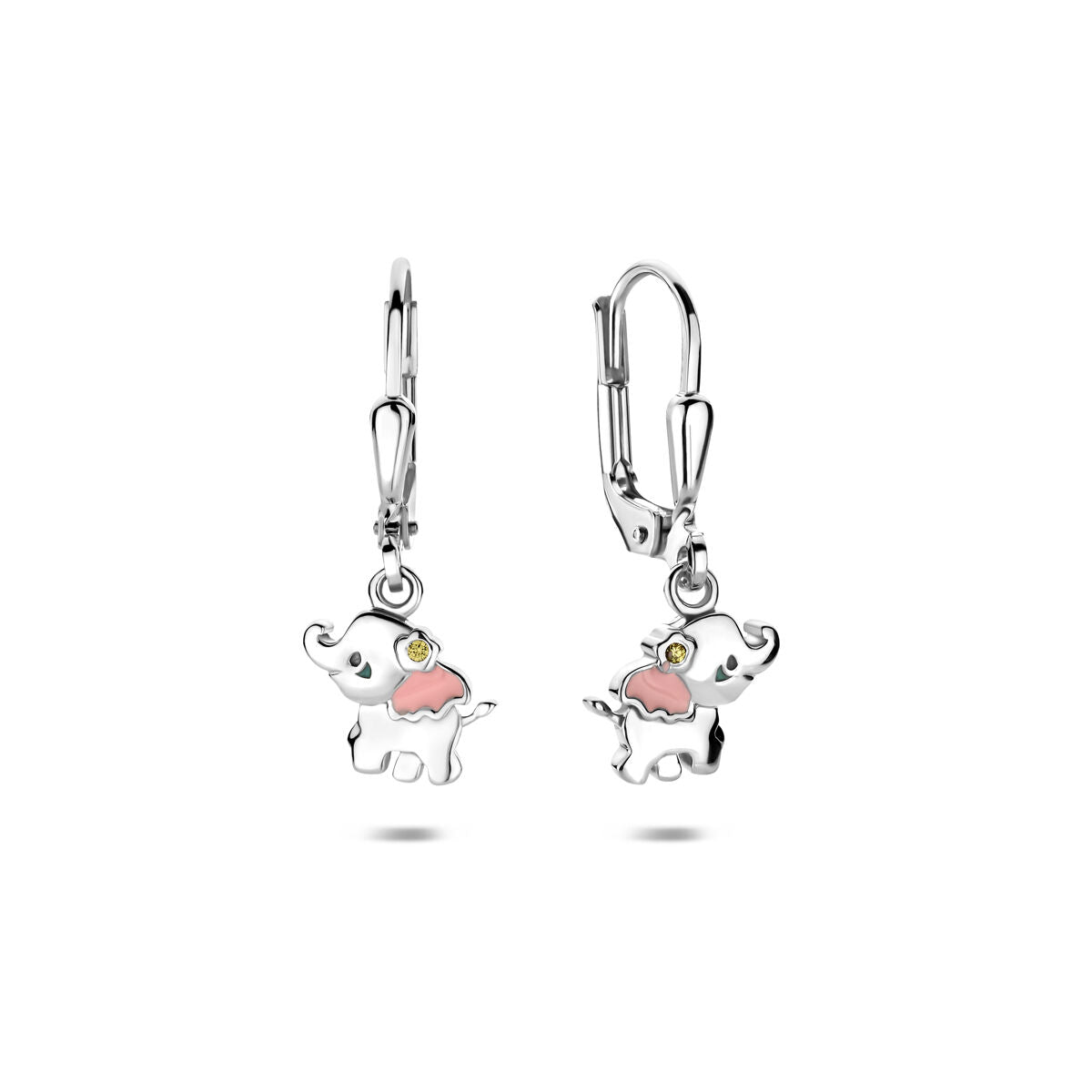 Zilveren gerhodineerde oorhangers olifant zirkonia brisur haak 23 mm - 1341848