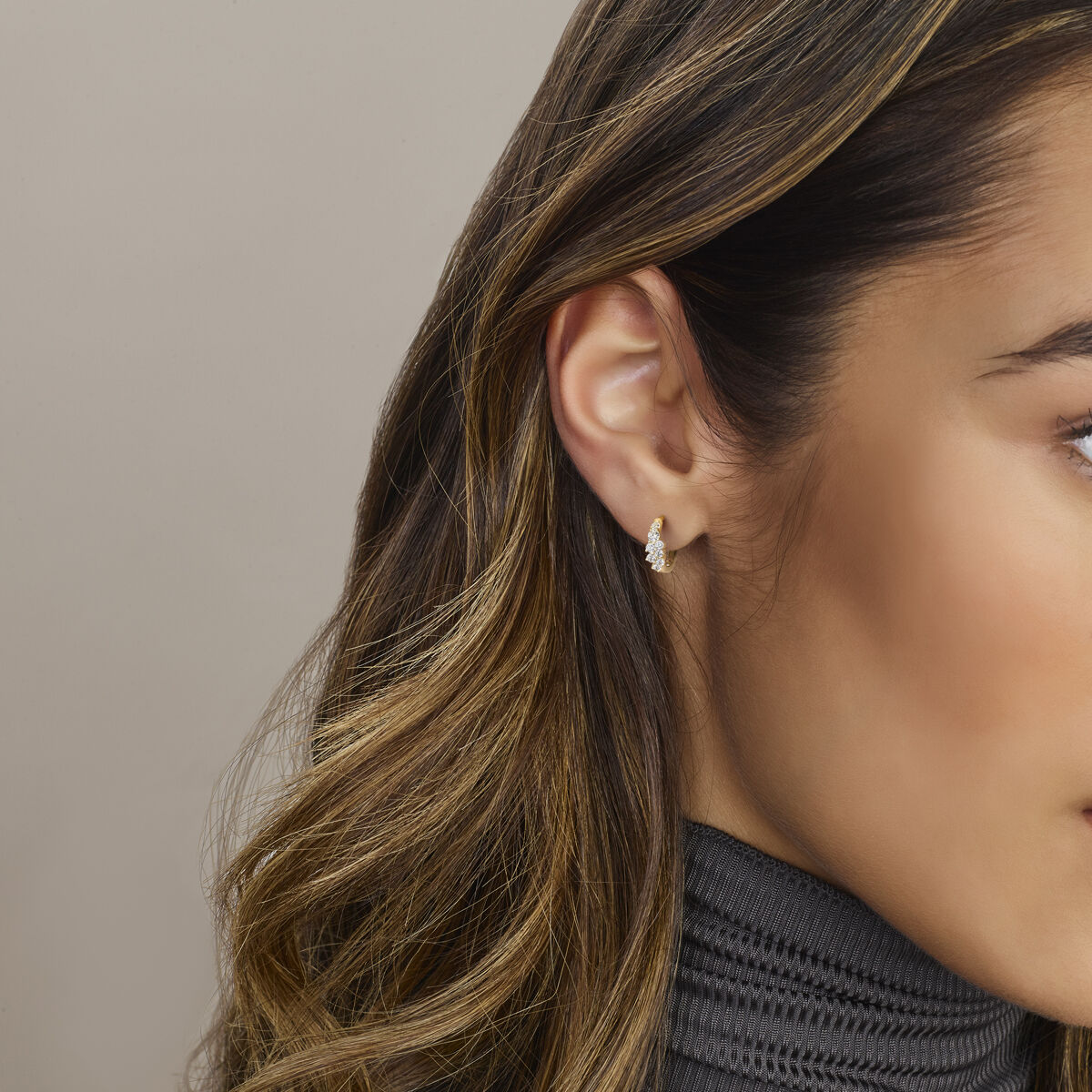 Zilveren vergulde geel klapoorringen zirkonia 13 mm 1 micron - 2104012