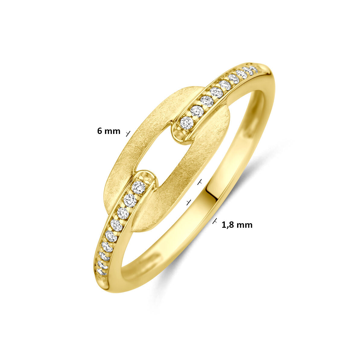Fantasy Collection Ring poli/mat diamant 0.08ct h si 14K geelgoud