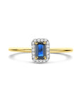 14K Geelgouden Ring Saffier En Diamant 0.06Ct H Si 4034214