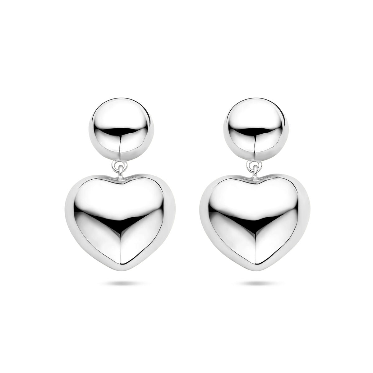 Zilveren gerhodineerde oorhangers hartjes 32 mm - 1340736