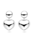 Zilveren gerhodineerde oorhangers hartjes 32 mm - 1340736