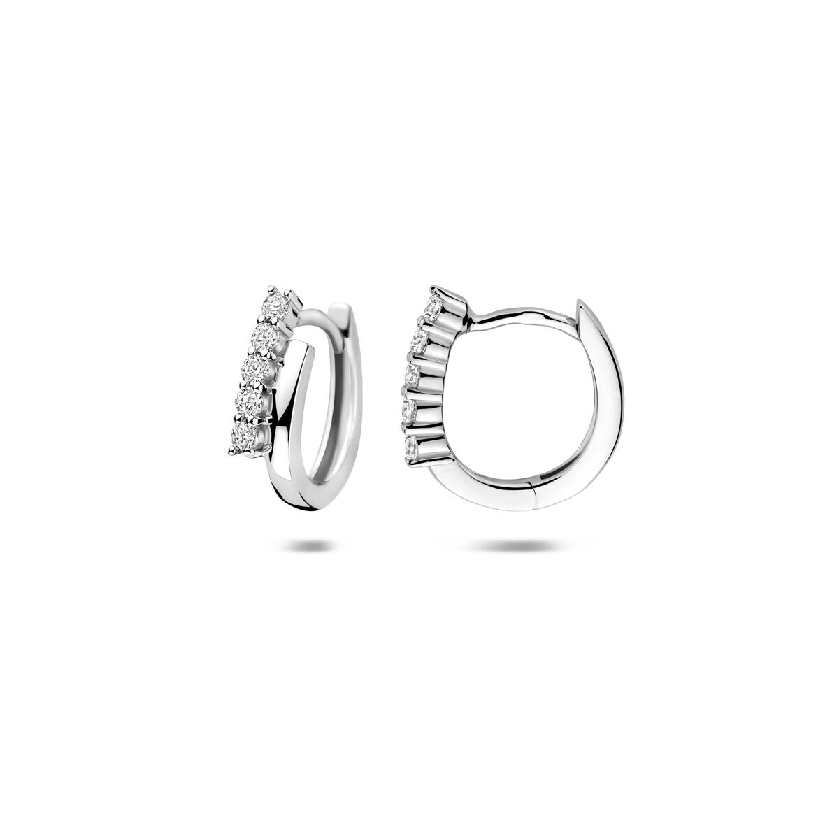 Zilveren gerhodineerde klapoorringen zirkonia 13 mm - 1341837