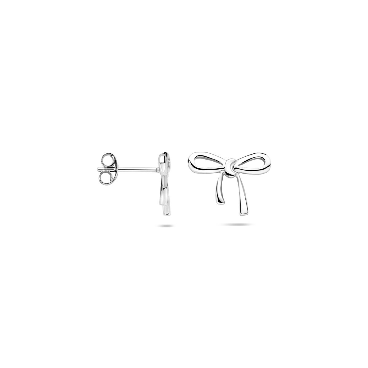 Zilveren gerhodineerde oorknoppen strik 11 mm - 1340857