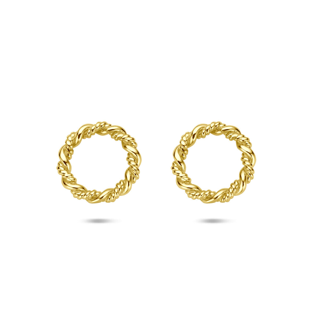 14K geelgouden oorknoppen rondje gedraaid 12 mm - 4034339