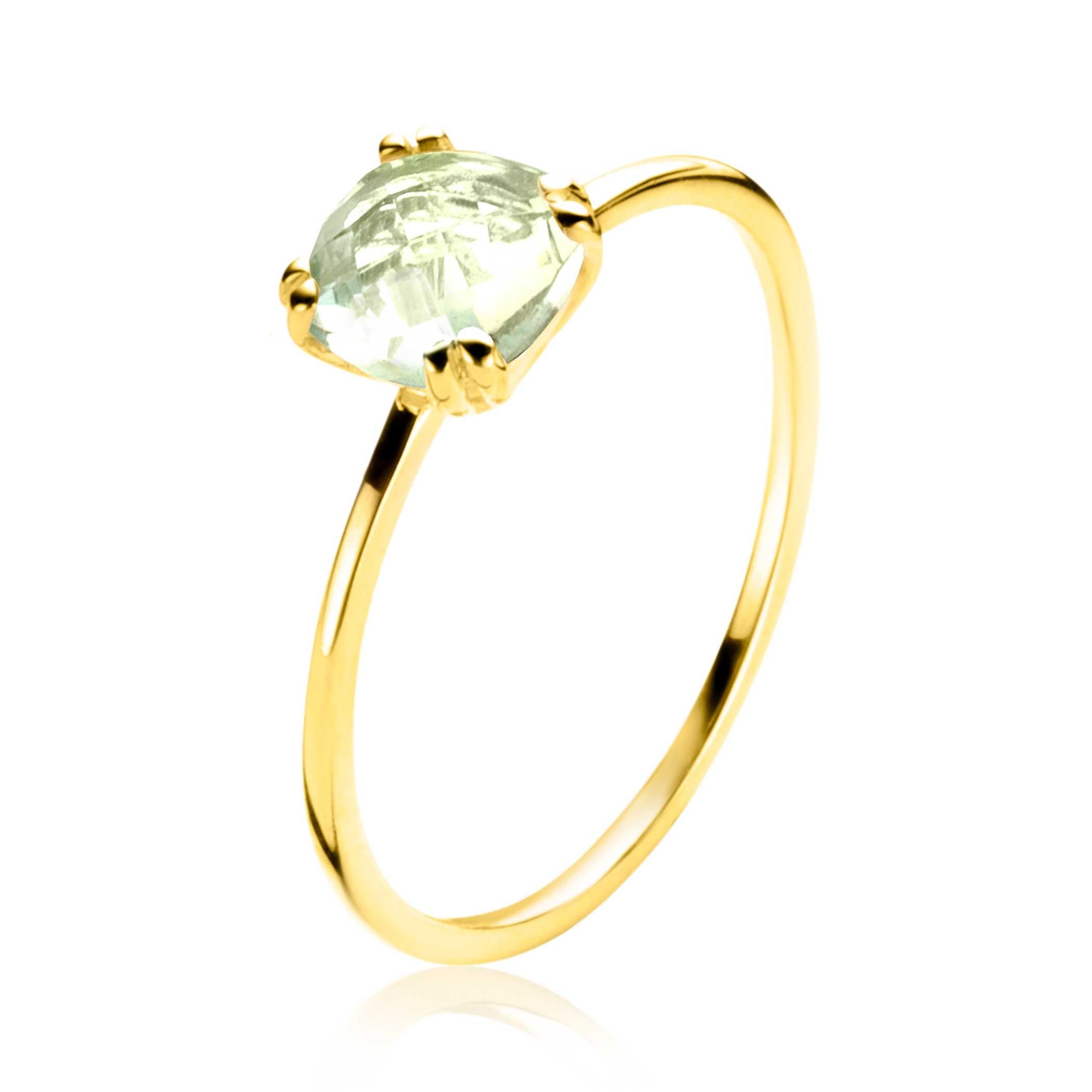 ZINZI 14K Gouden Ring met Groene Amethist ZGR376