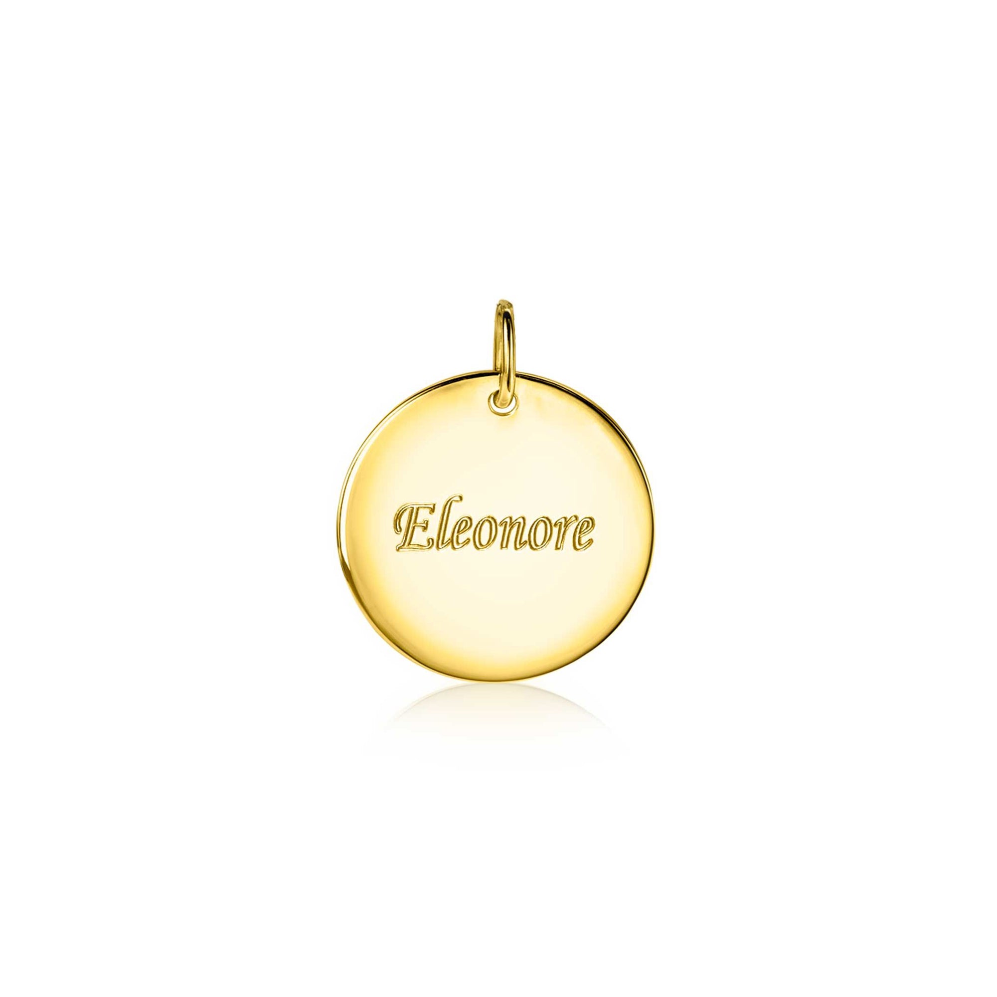Zinzi gold plated zilveren hanger gladde ronde plaat voor gravure ZIH2345G20 (zonder collier) - PansiteNederland.nl