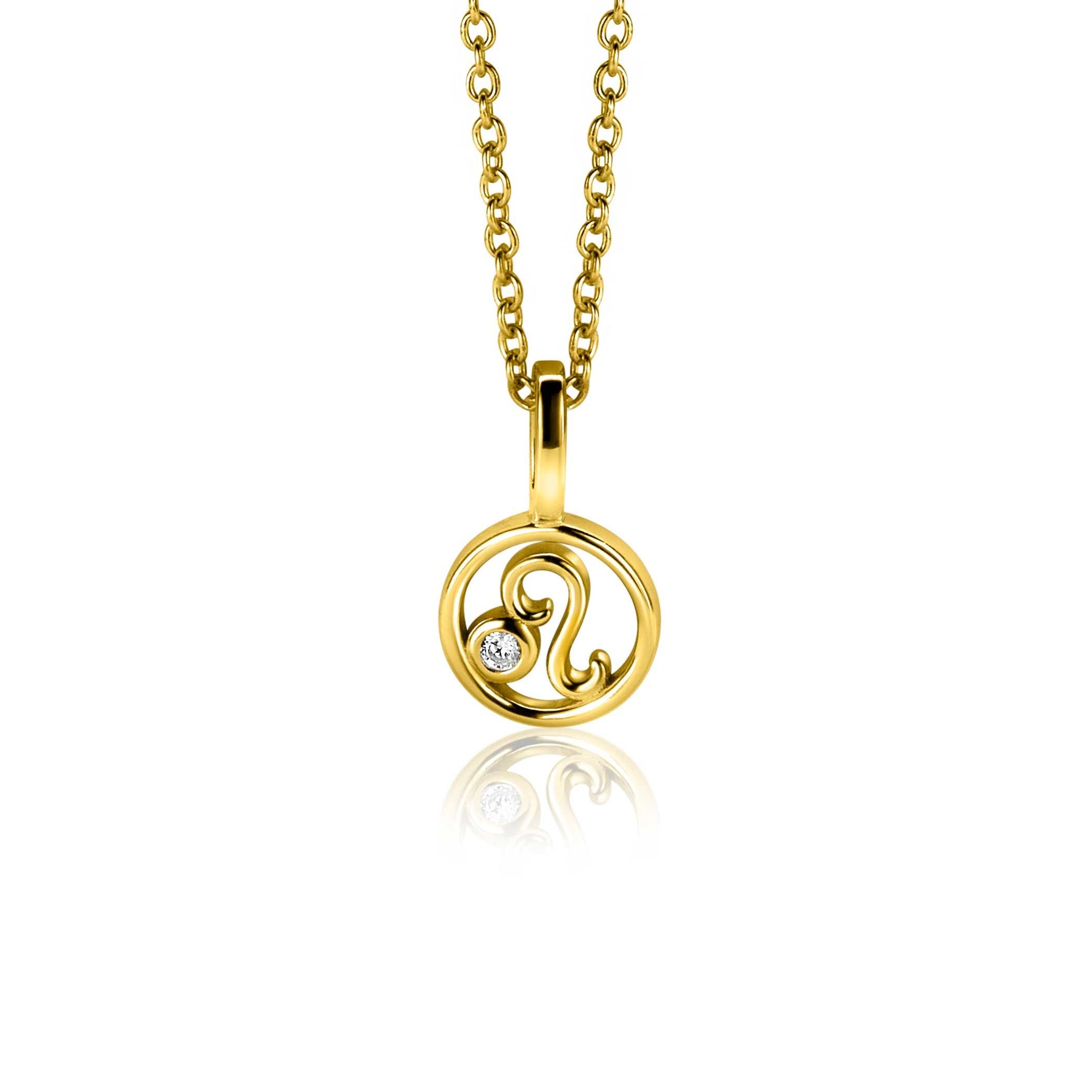 Zinzi gold plated zilveren Leeuw sterrenbeeldhanger bezet met witte zirkonia ZIHY-LEE (zonder collier) - PansiteNederland.nl