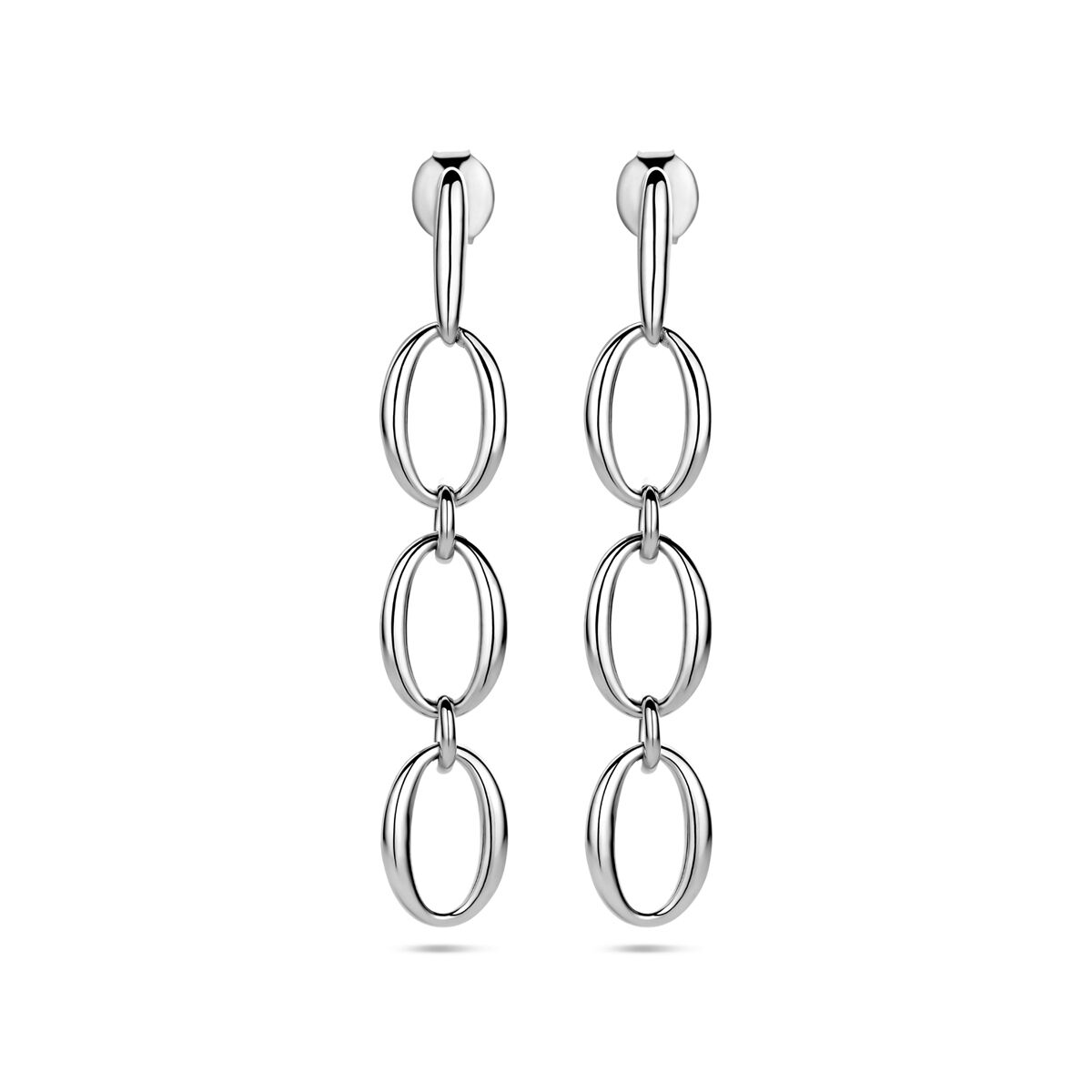 Zilveren gerhodineerde oorhangers schakel 45 mm - 1340884