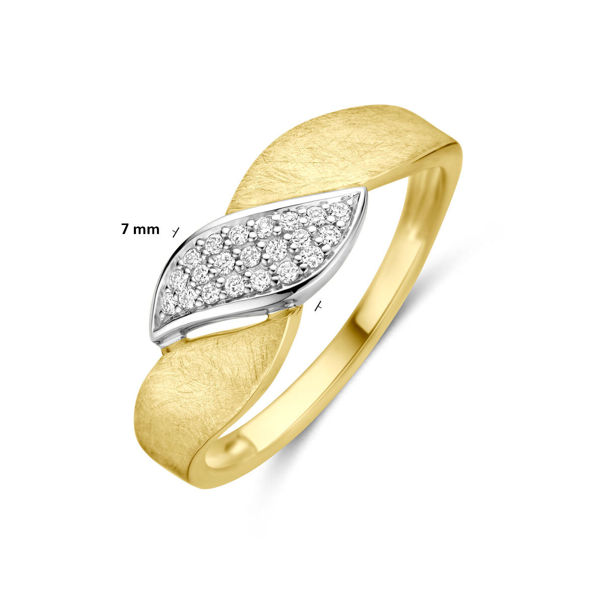 Fantasy Collection Ring poli/mat diamant 0.08ct h si 14K bicolor goud