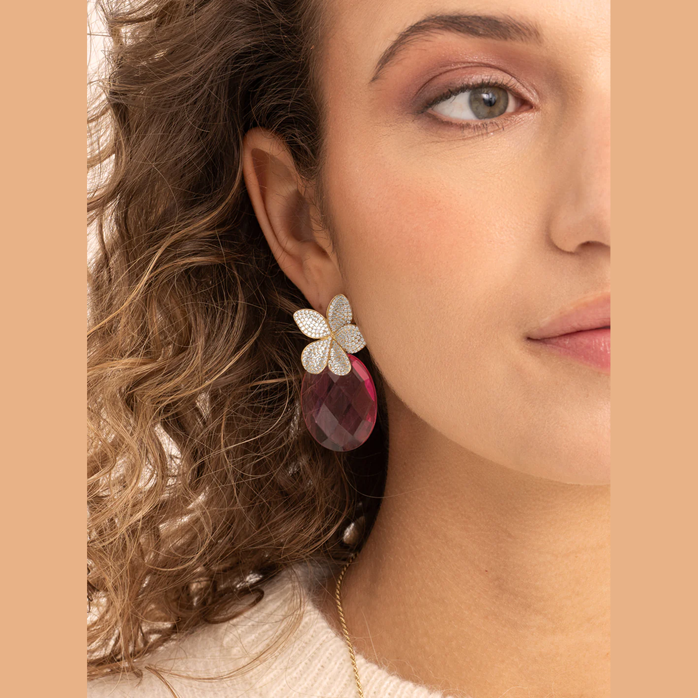Sparkling Jewels Oorbellen | Flora Push Back Sparkling Jewels Oorbellen Gold - CZ EAG38 - PansiteNederland.nl
