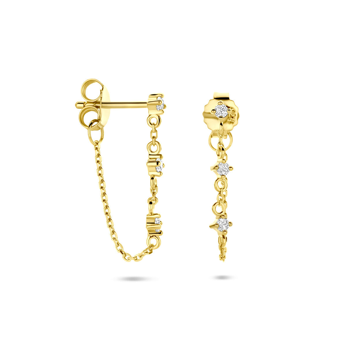Zilveren vergulde geel oorhangers zirkonia 23 mm 1 micron - 2104052