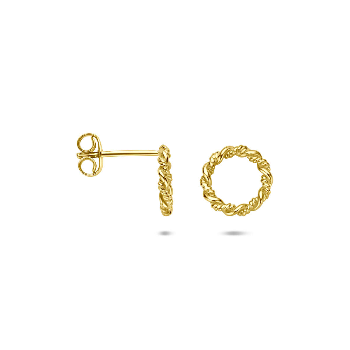 14K geelgouden oorknoppen rondje gedraaid 9,5 mm - 4034338