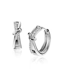 ZINZI zilveren oorringen cross-over met trendy knoop, bezet met witte zirkonia's, met luxe klapsluiting 16,5x5mm ZIO2505