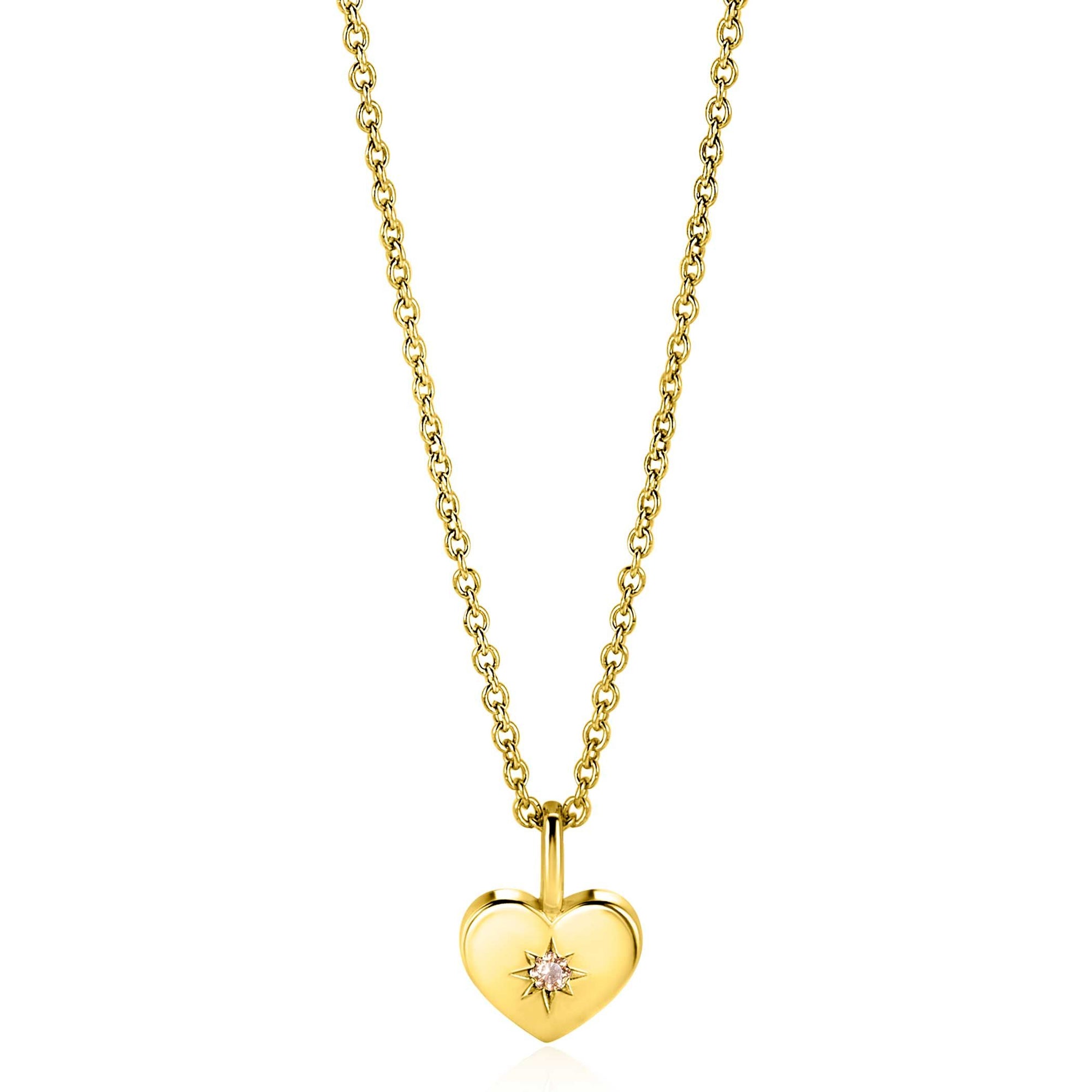 Zinzi NOVEMBER hanger 12mm gold plated hart geboortesteen champagne citrien zirkonia ZIHY-NOV (zonder collier) - PansiteNederland.nl