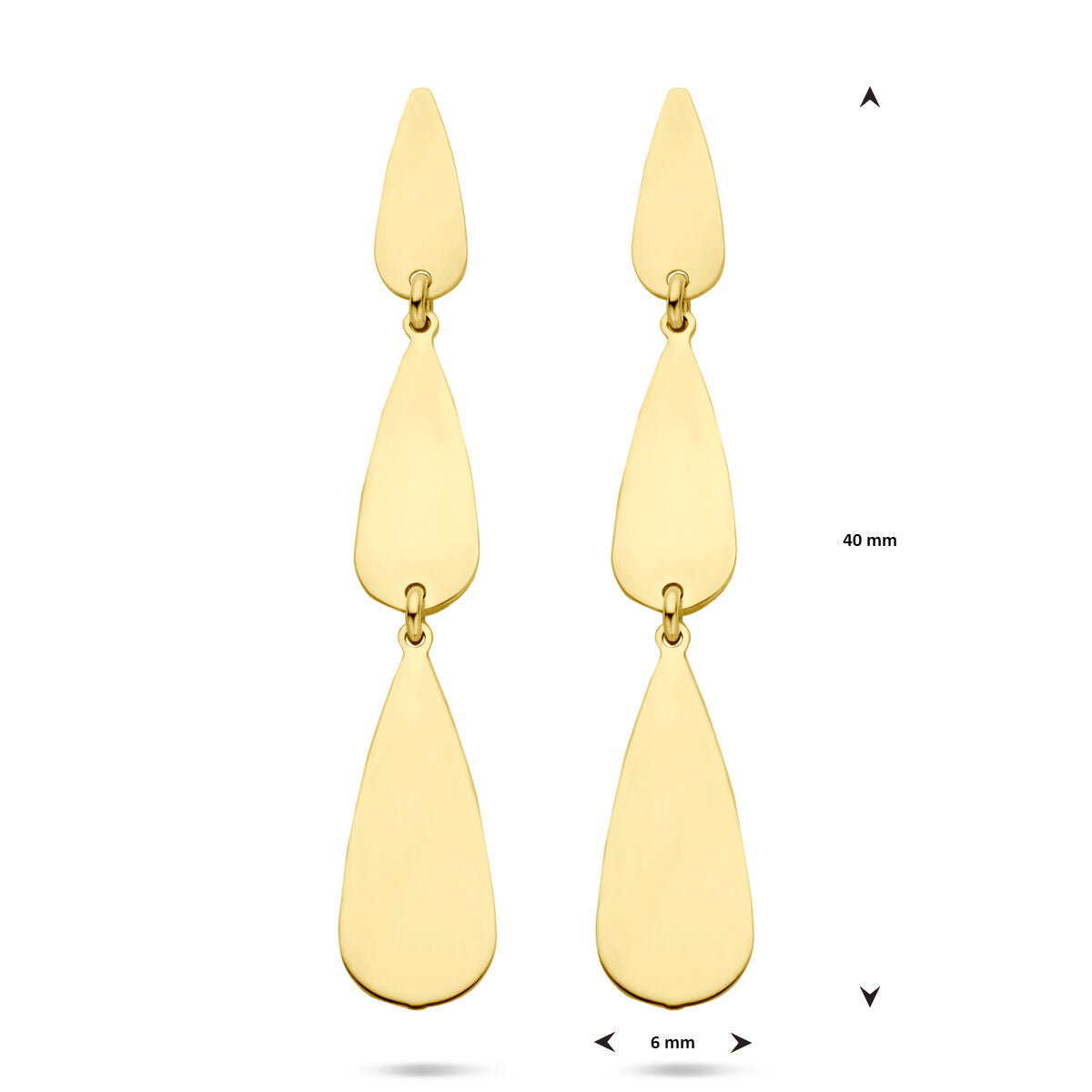 14K geelgouden oorhangers druppel 40 mm - 4033472