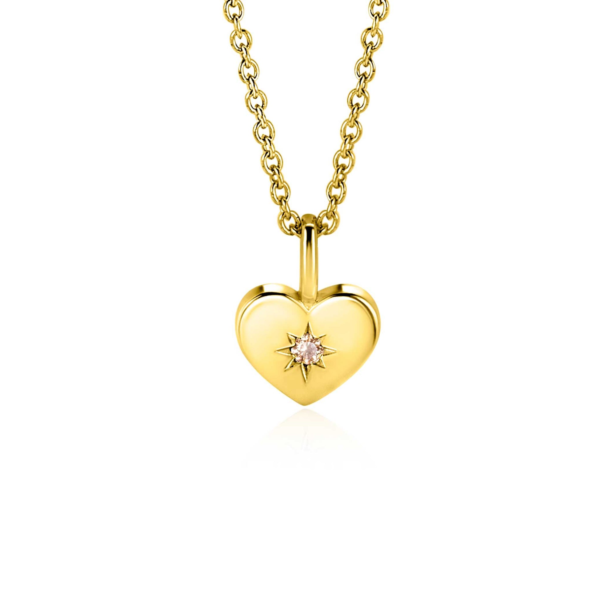 Zinzi NOVEMBER hanger 12mm gold plated hart geboortesteen champagne citrien zirkonia ZIHY-NOV (zonder collier) - PansiteNederland.nl