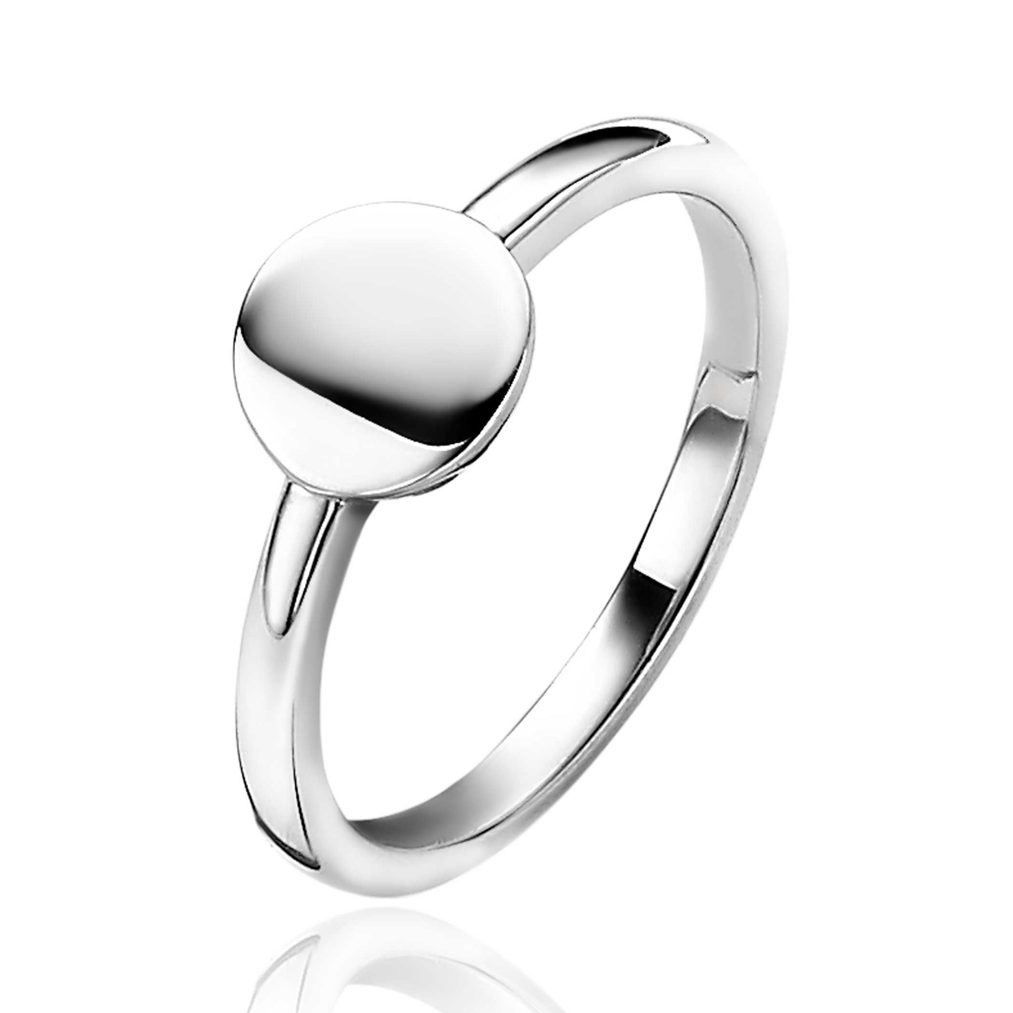 ZINZI zilveren ring rond glanzend plaatje 8mm ZIR2220 - PansiteNederland.nl