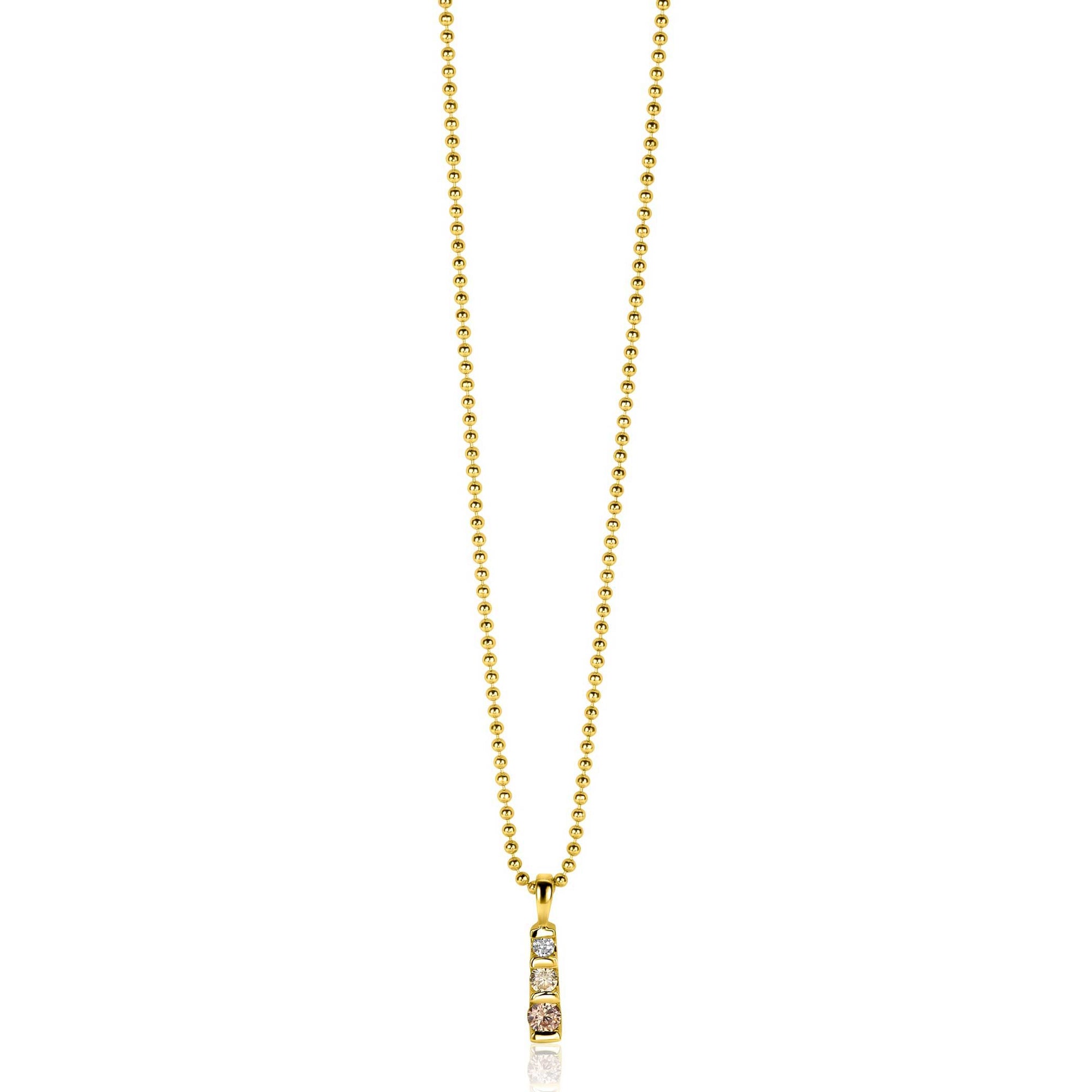 Zinzi gold plated zilveren hanger bezet met champagne, peridot en witte zirkonia ZIH2612 (zonder collier) - PansiteNederland.nl