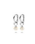 Zilveren gerhodineerde klapoorringen parel 18 mm - 1340988