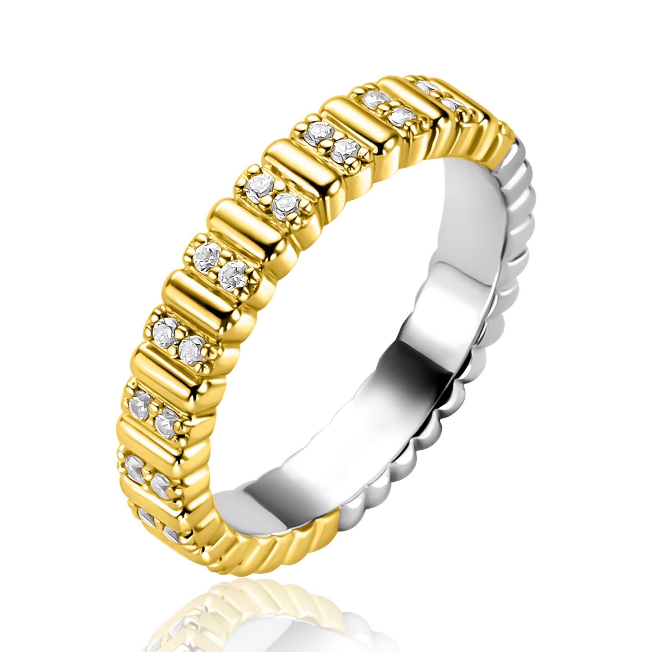 ZINZI Verguld Zilveren Ring met Witte Zirkonia - ZIR2686Y