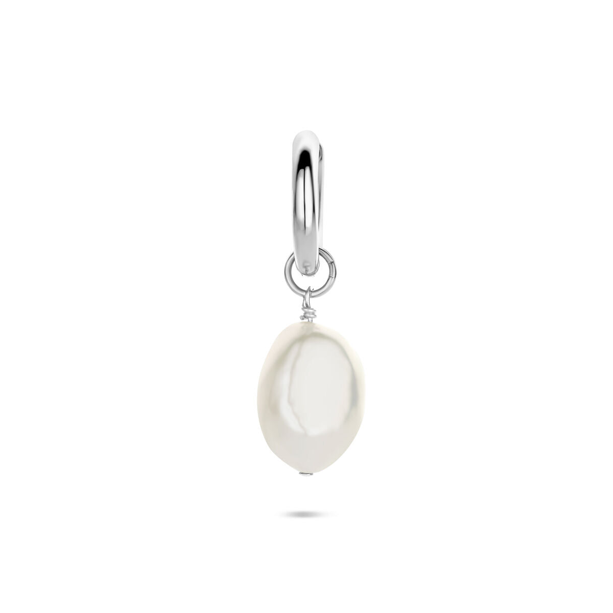 Zilveren gerhodineerde oorring parel per stuk 18 mm - 1341006