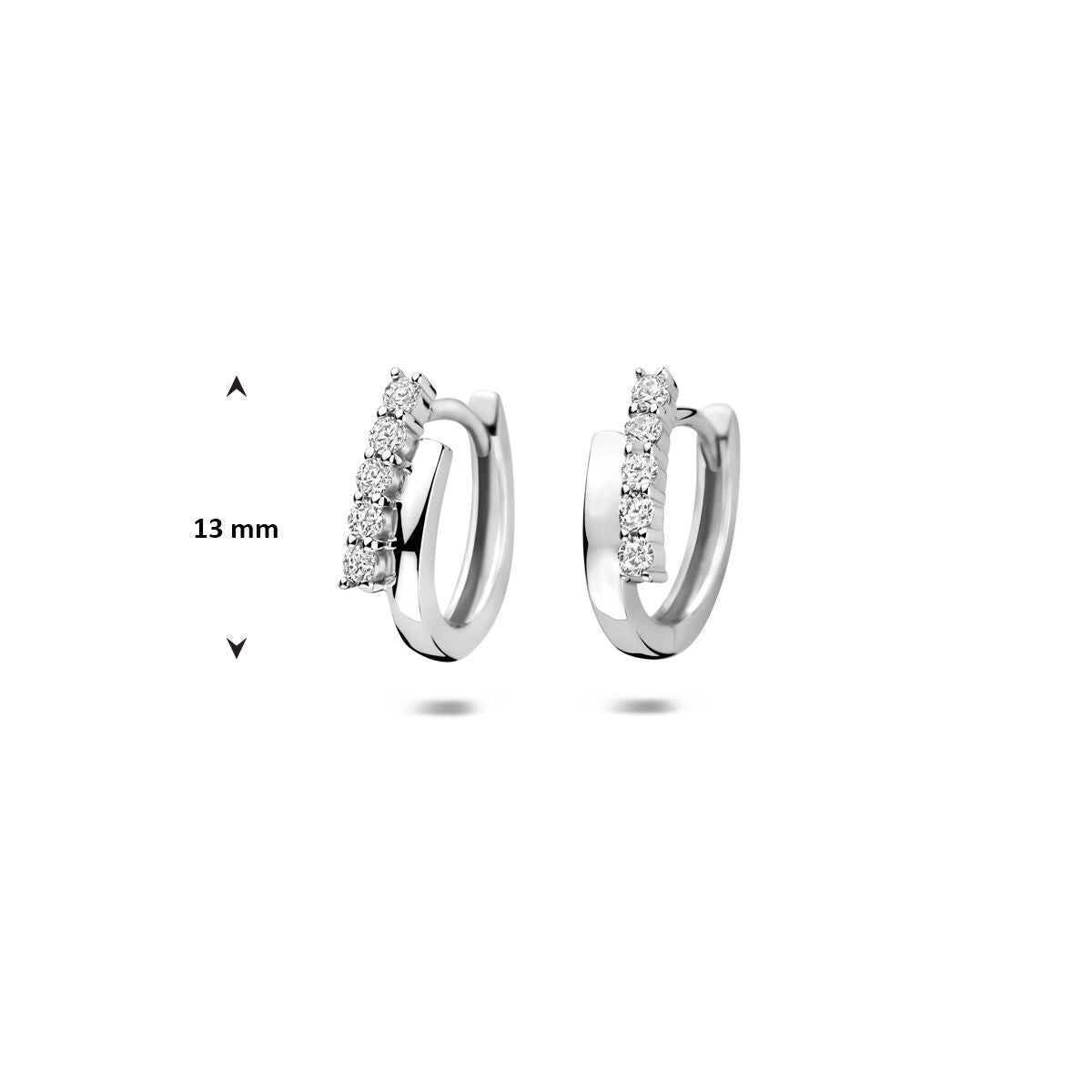 Zilveren gerhodineerde klapoorringen zirkonia 13 mm - 1341837
