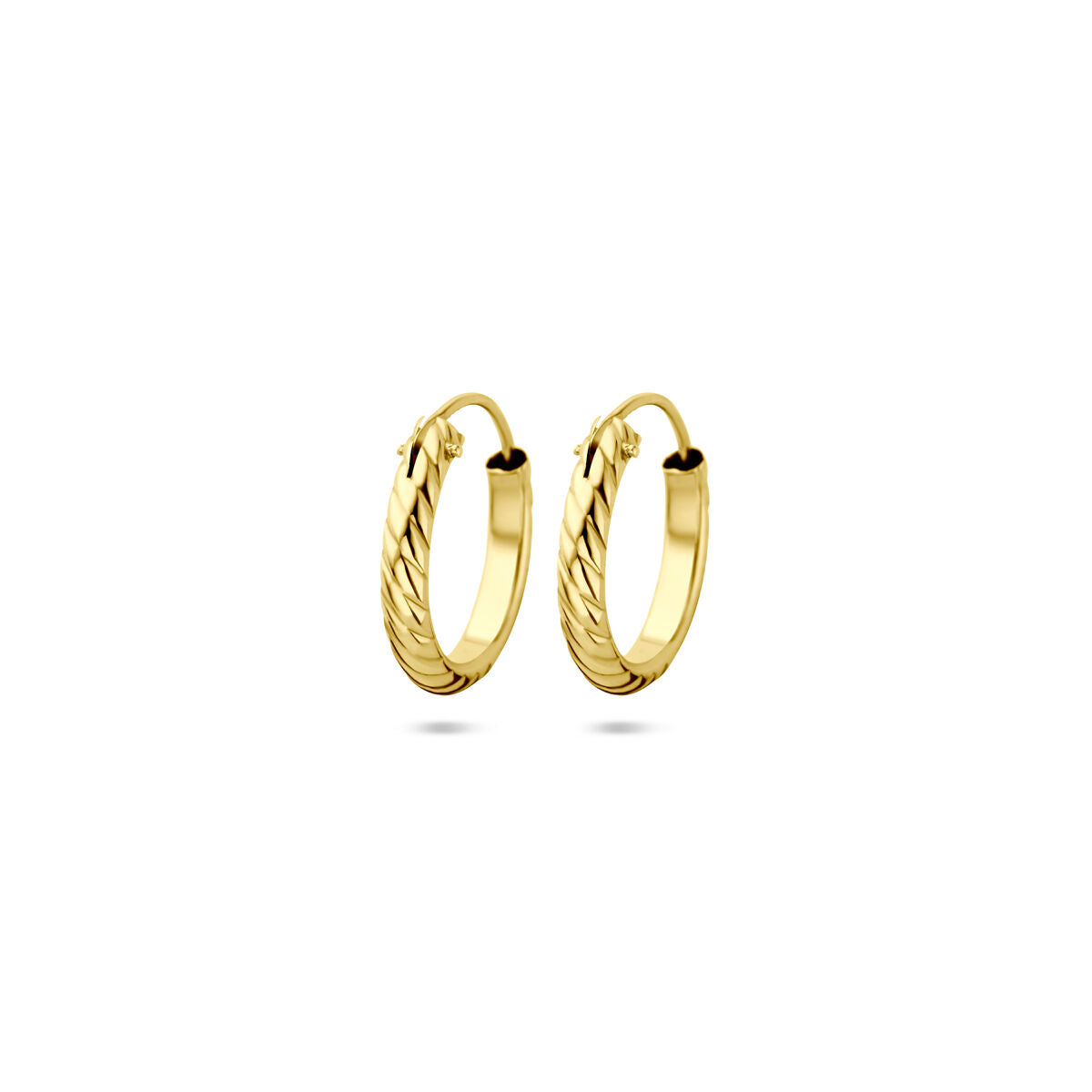 14K geelgouden oorringen gedraaid 12,5 mm - 4034098