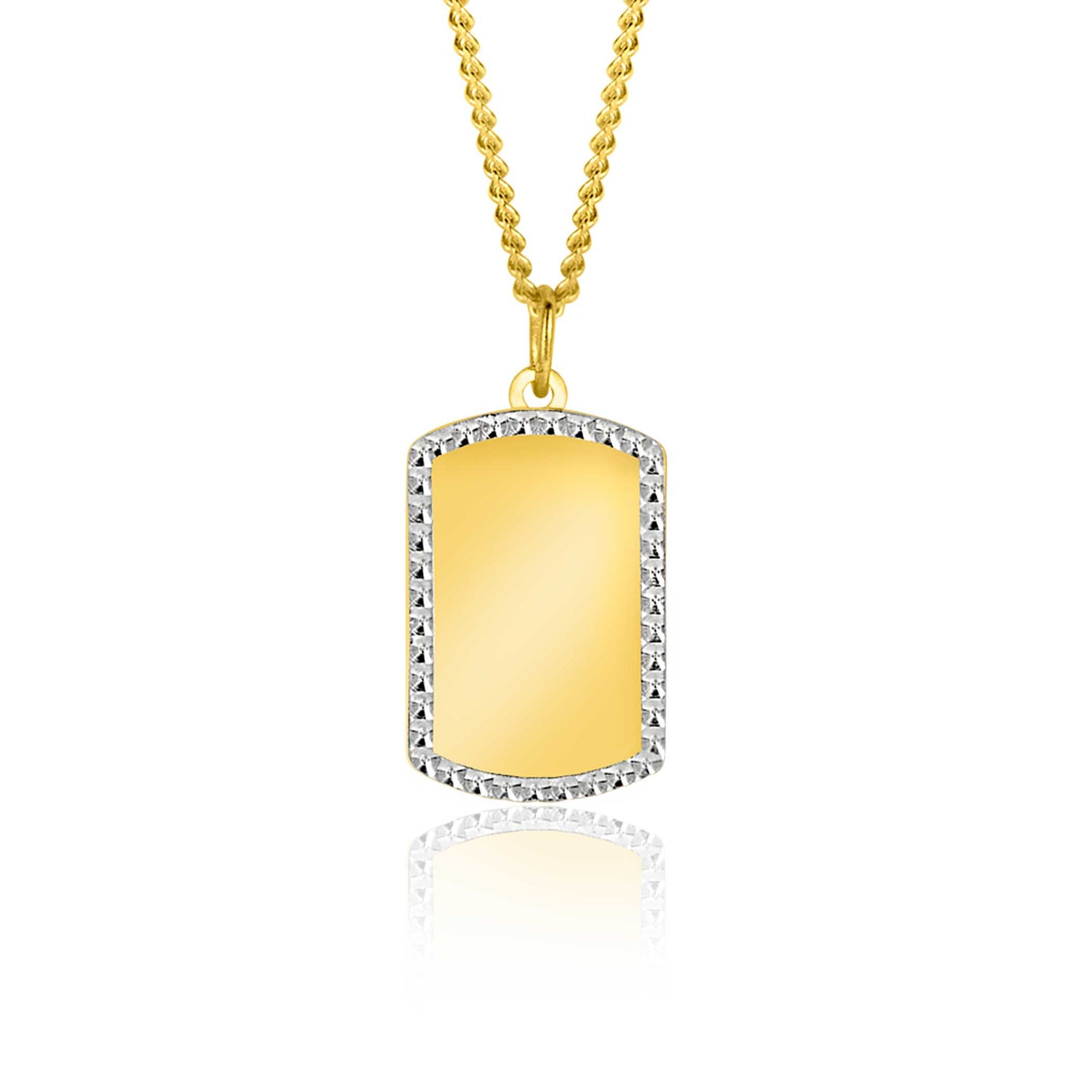 Zinzi Gold 14 krt gouden graveerplaat in rechthoeksvorm van 20 x 13mm en met chique witgouden parelrand ZGH365-20 (zonder collier) - PansiteNederland.nl