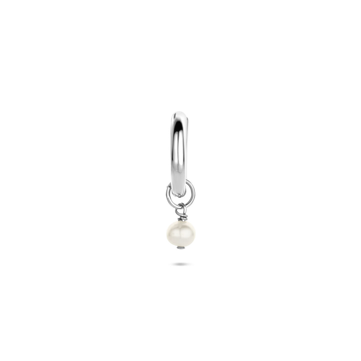 Zilveren gerhodineerde oorring parel per stuk 10 mm - 1341011