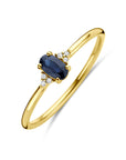 14K Geelgouden Ring Saffier En Diamant 0.02Ct H Si 4034209