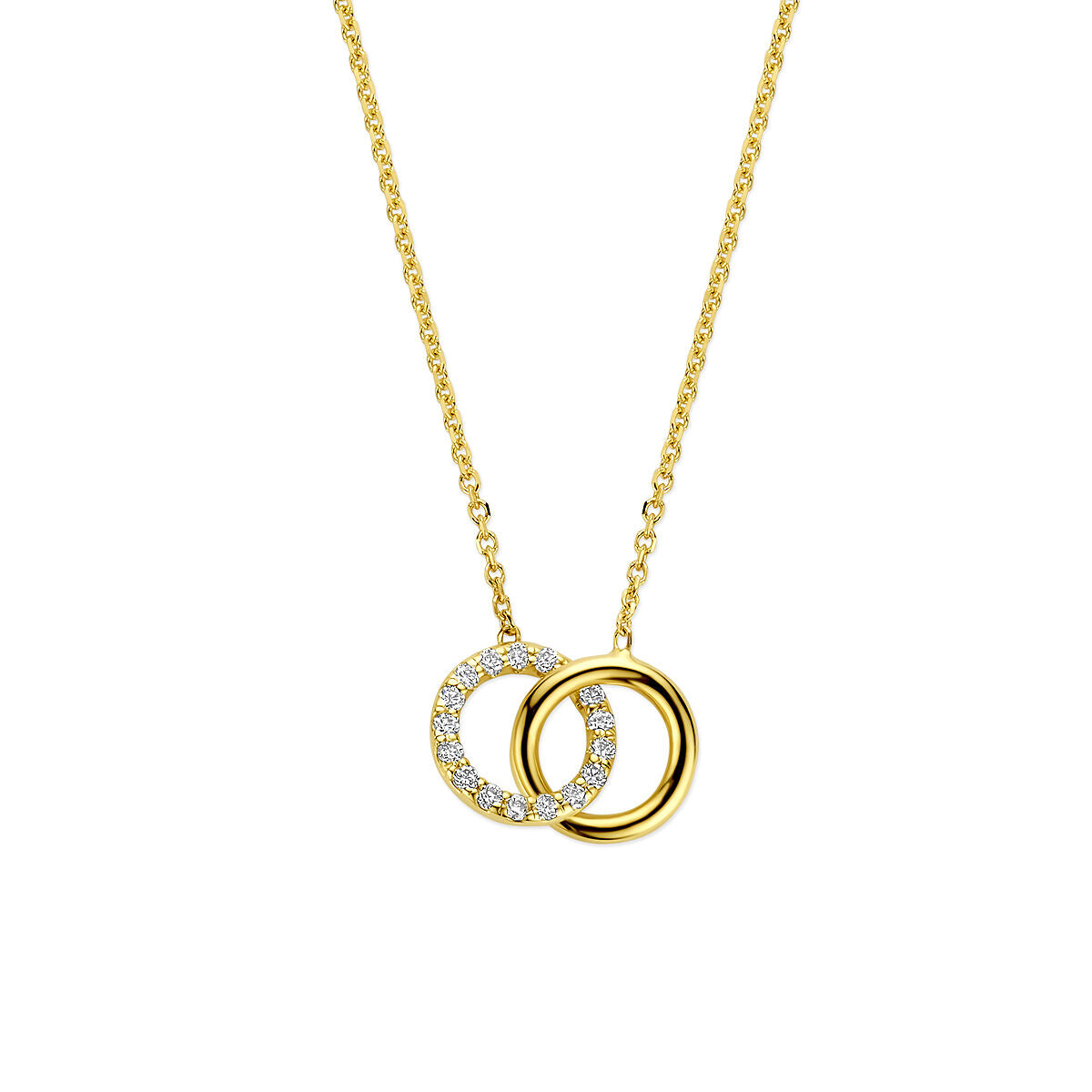 Fantasy Collection Collier rondjes lab grown diamant 0.09ct g vs 40 - 42 - 44 cm 14K geelgoud