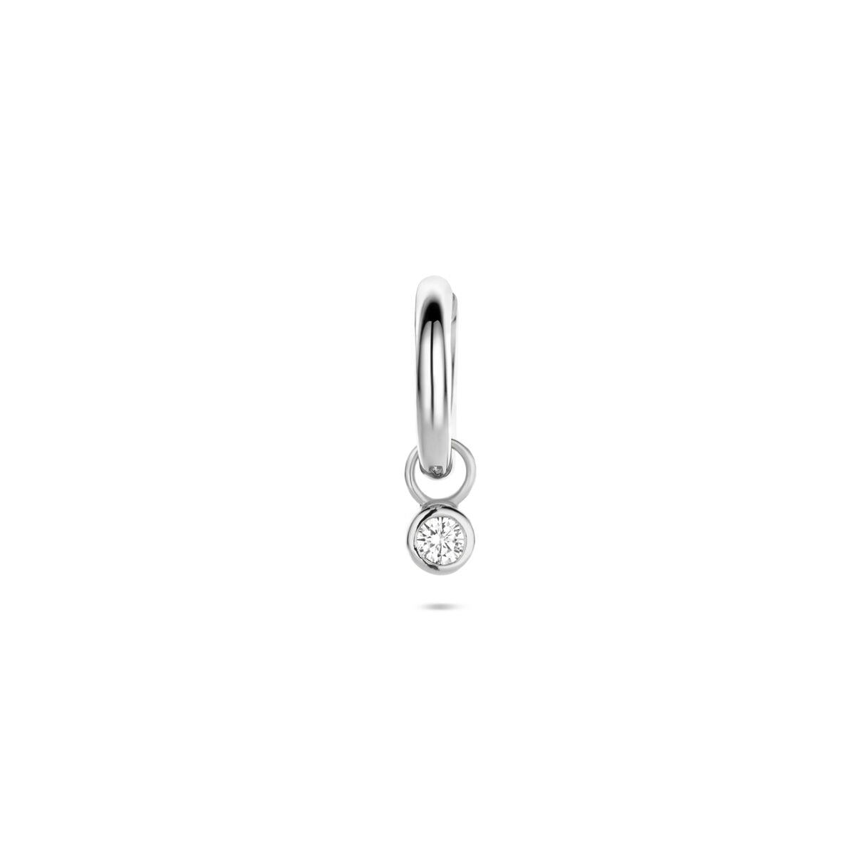 Zilveren gerhodineerde oorring zirkonia per stuk 13 mm - 1341013