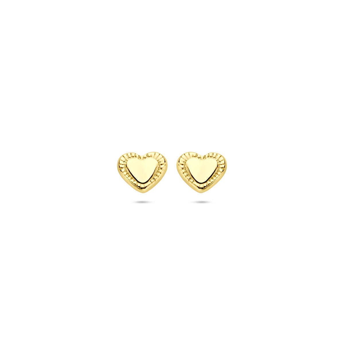 14K geelgouden oorknoppen hartje poli/gediamanteerd 5 mm - 4034243