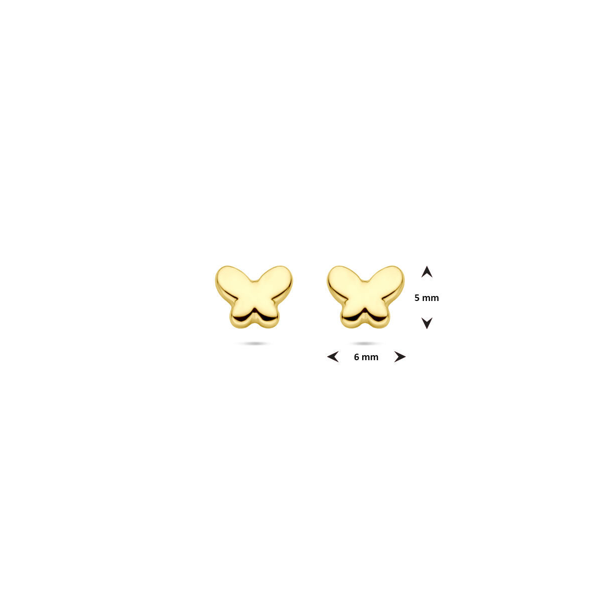 14K geelgouden oorknoppen vlinder 5 mm - 4033470
