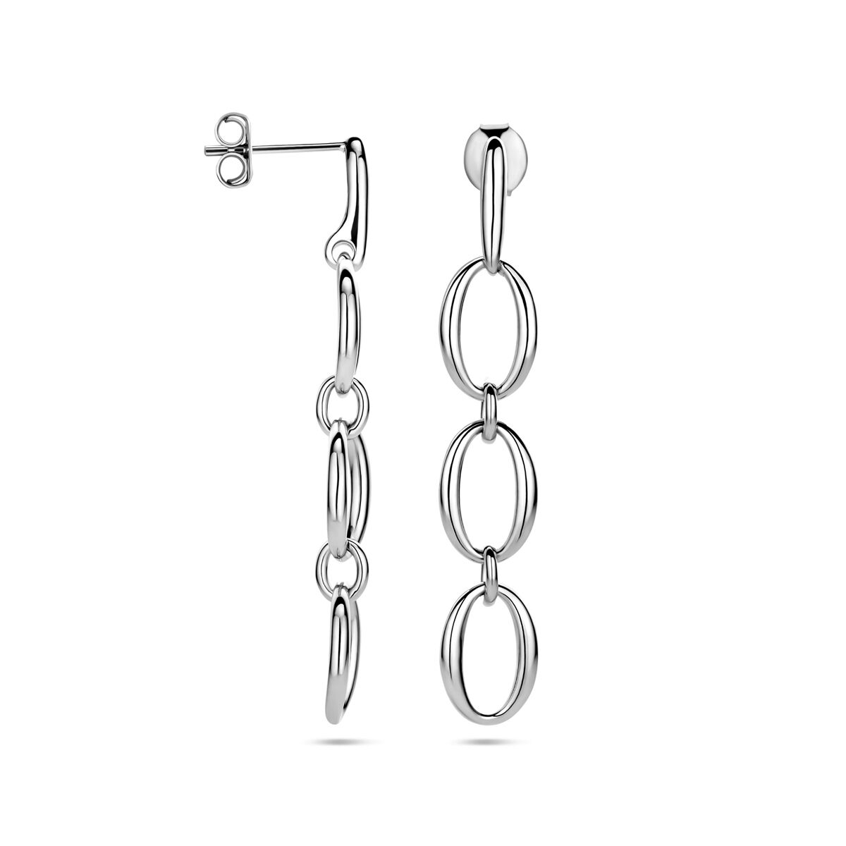 Zilveren gerhodineerde oorhangers schakel 45 mm - 1340884