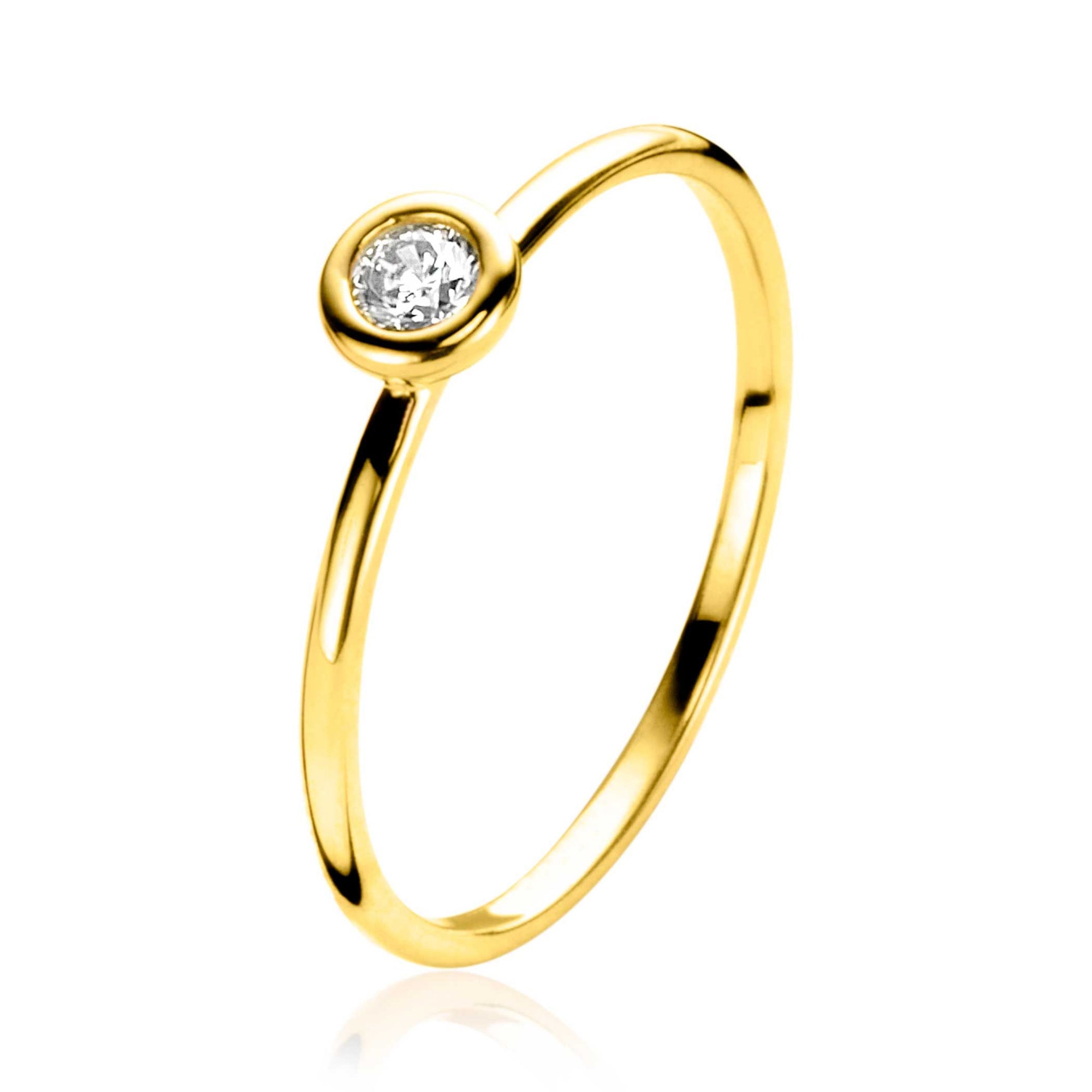 ZINZI Gold 14 krt gouden ring bezet met ronde witte zirkonia 4,5mm breed ZGR371 - PansiteNederland.nl