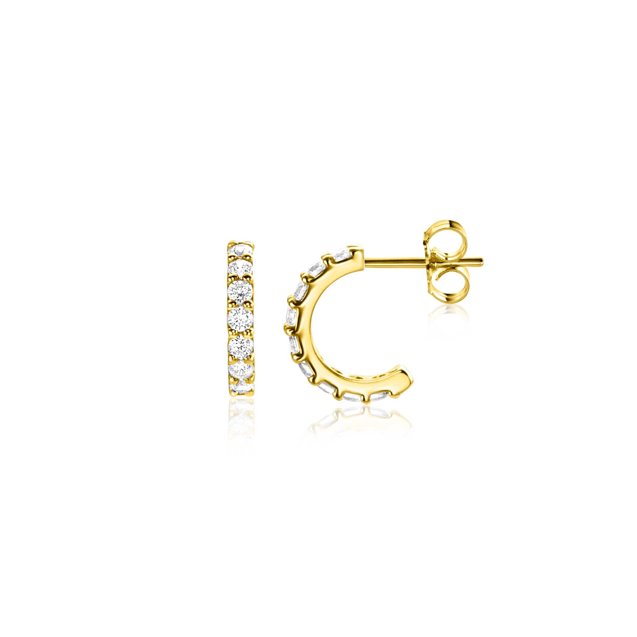ZINZI 14K Gouden Oorbellen met Witte Zirkonia ZGO458