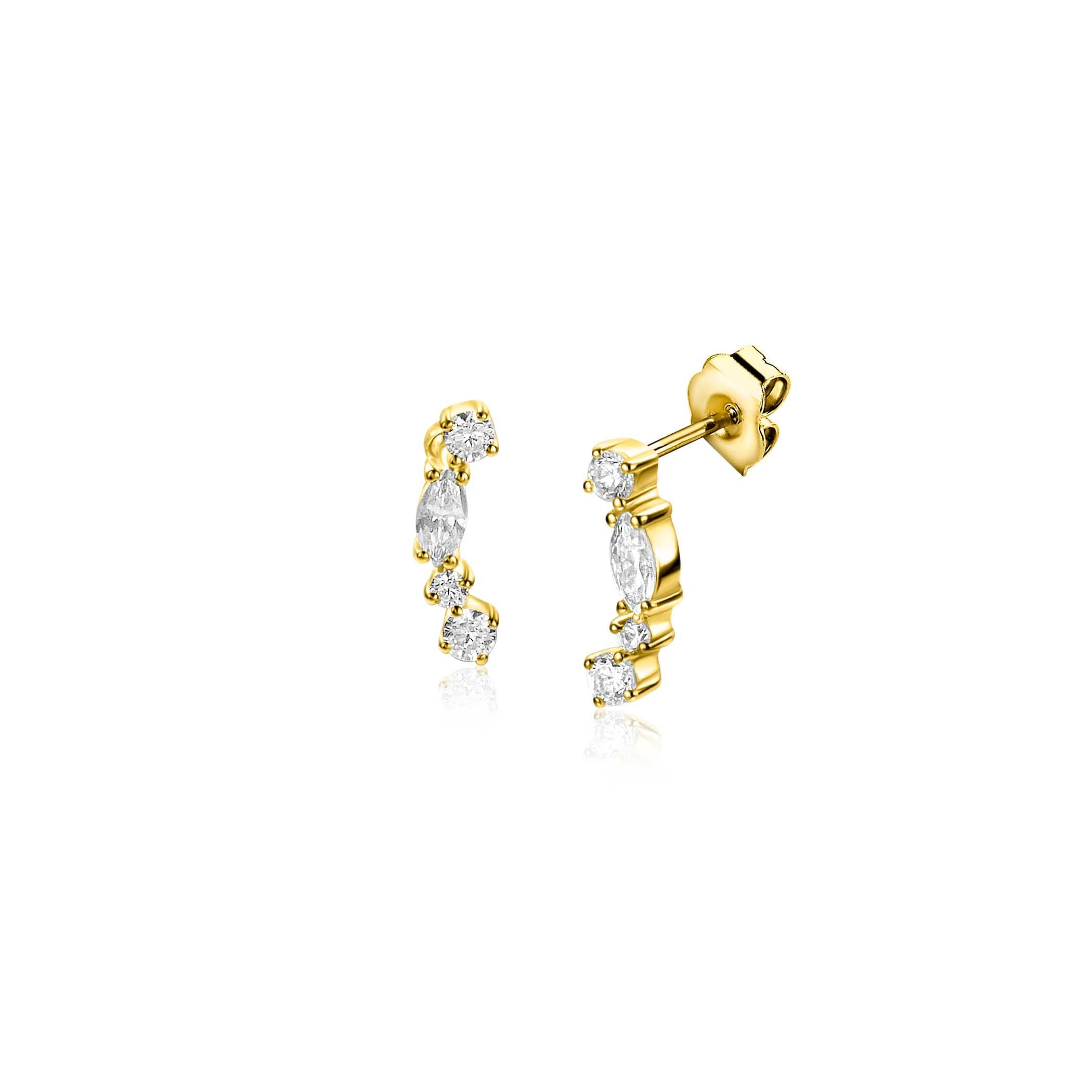 ZINZI 14K Gouden Oorknoppen met Witte Zirkonia ZGO464 oorbellen