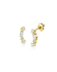 Zinzi Gold 14 krt gouden fantasie oorstekers bezet met vierkante en peervormige witte zirkonia's ZGO464