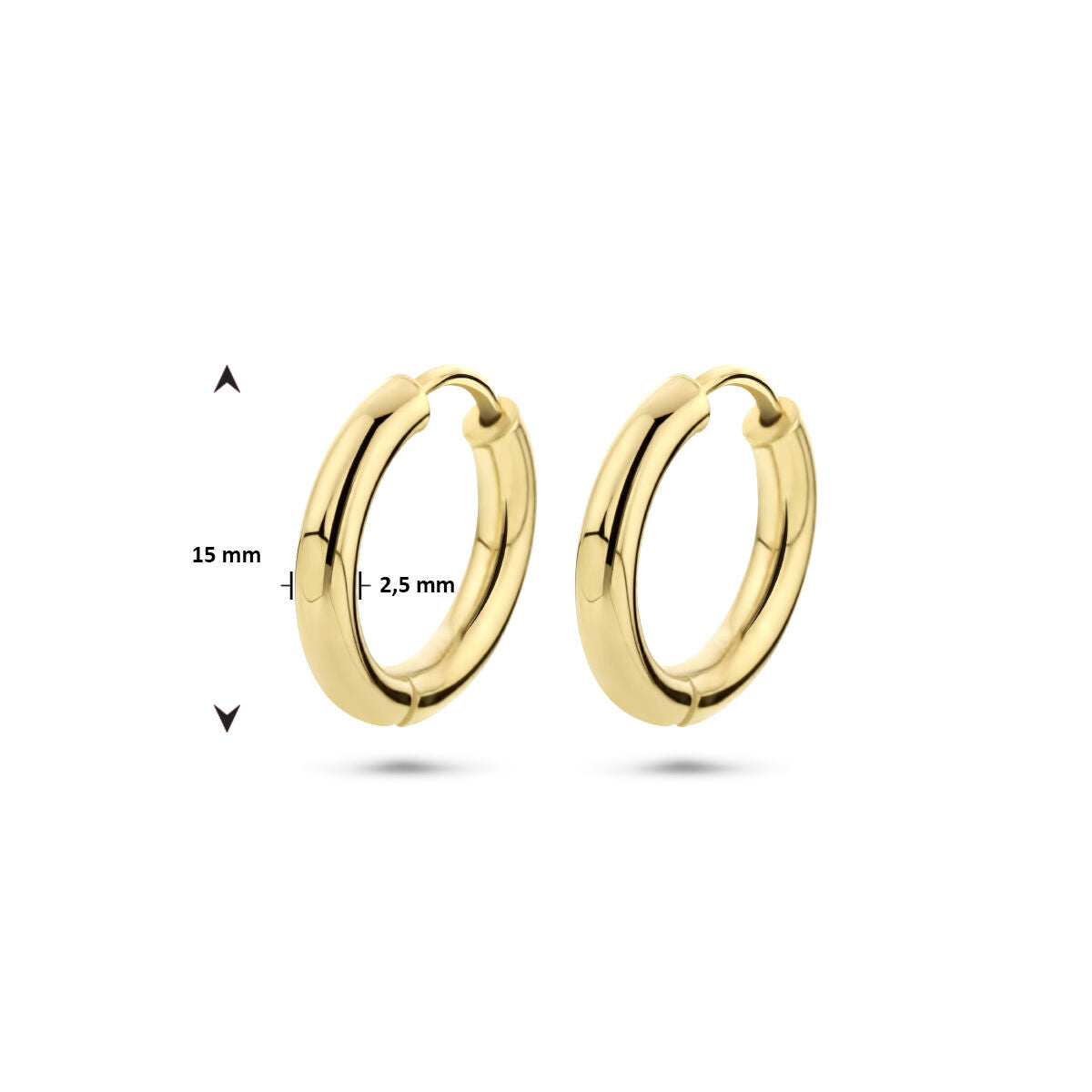 9K Geelgouden 9k oorringen 15 mm - 8000158
