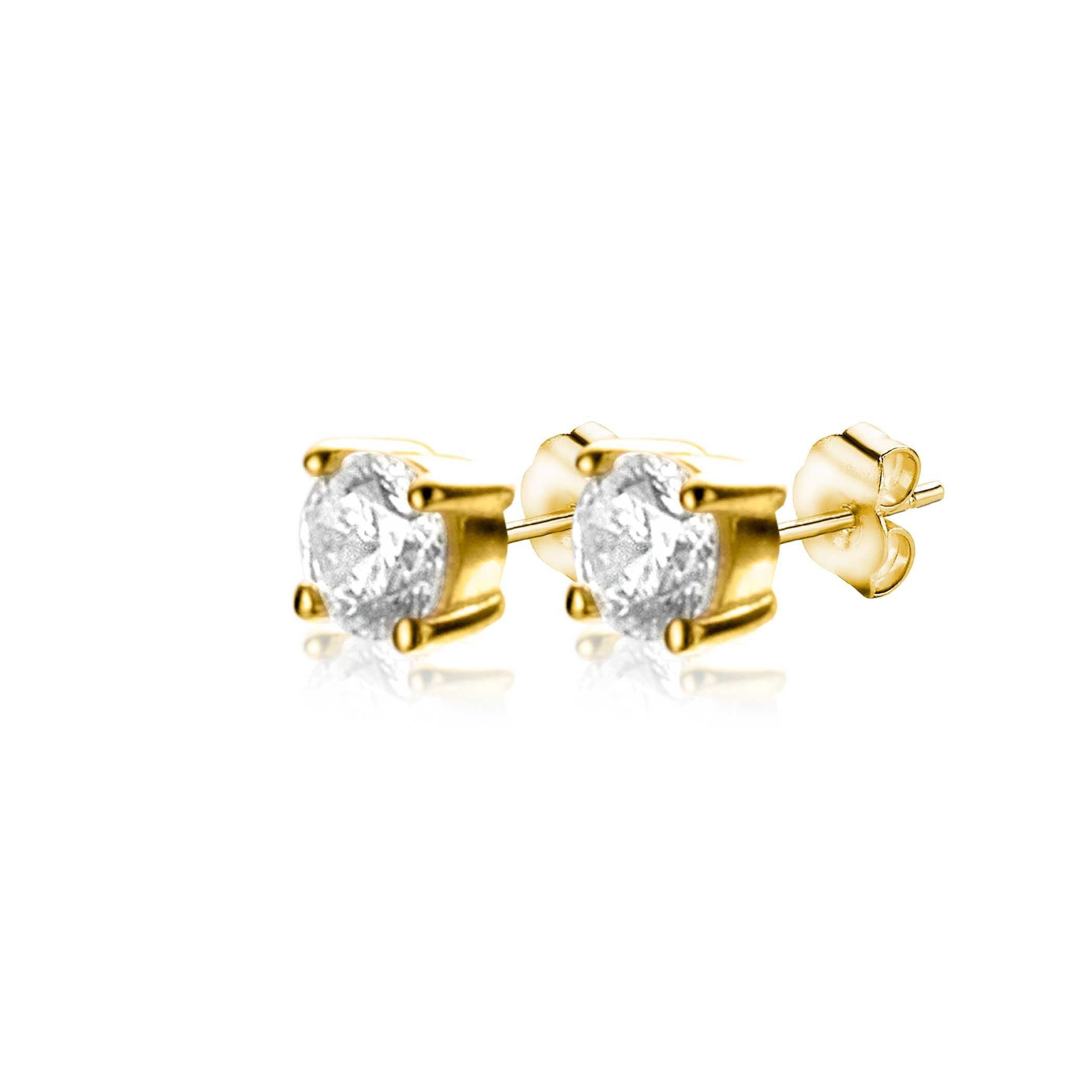 ZINZI 14K Gouden Oorknoppen met Witte Zirkonia ZGO385 oorbellen