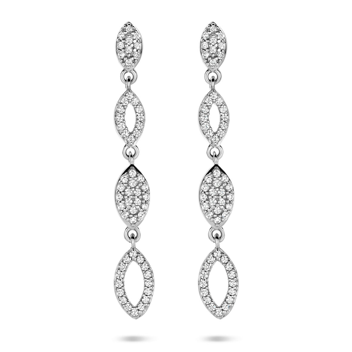 Zilveren gerhodineerde oorhangers zirkonia 39 mm - 1340975