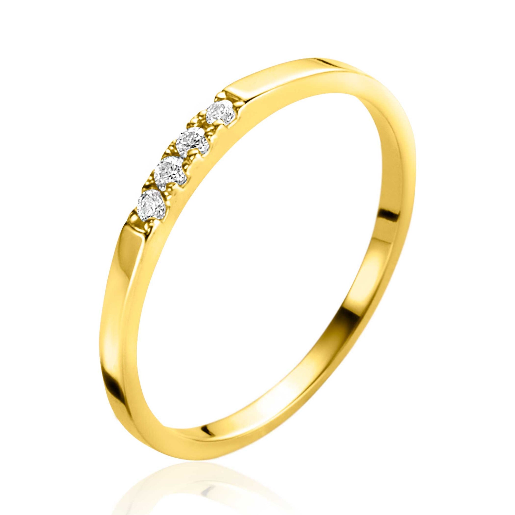 ZINZI Gold 14 krt gouden ring (1,7mm breed) bezet met vier witte zirkonia's ZGR407 - PansiteNederland.nl