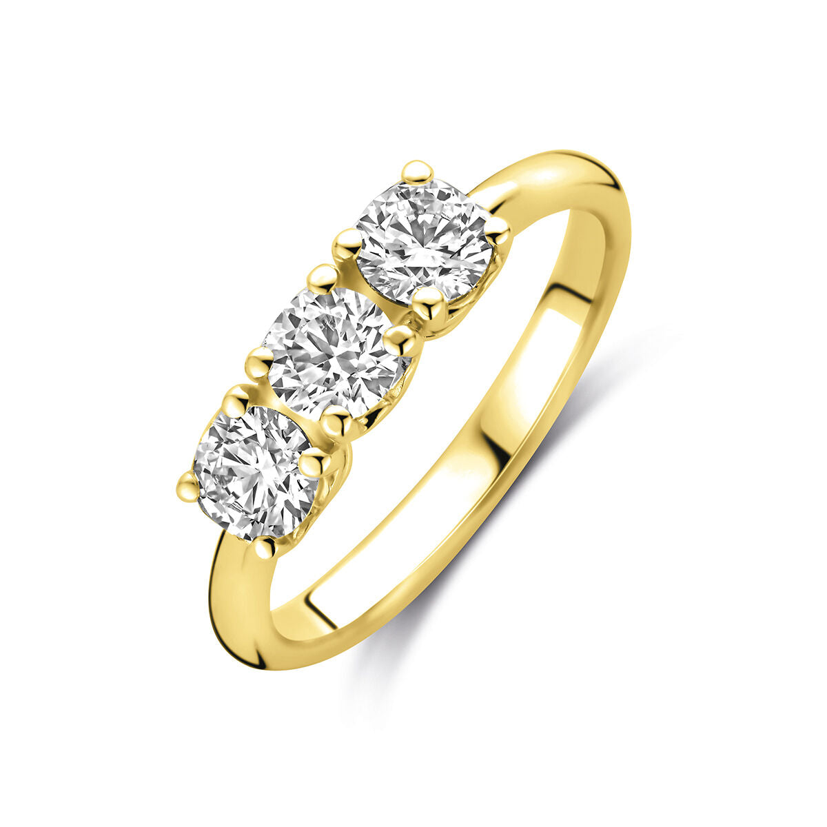 Fantasy Collection Ring trilogie lab grown diamant 0.90ct g vs 14K geelgoud