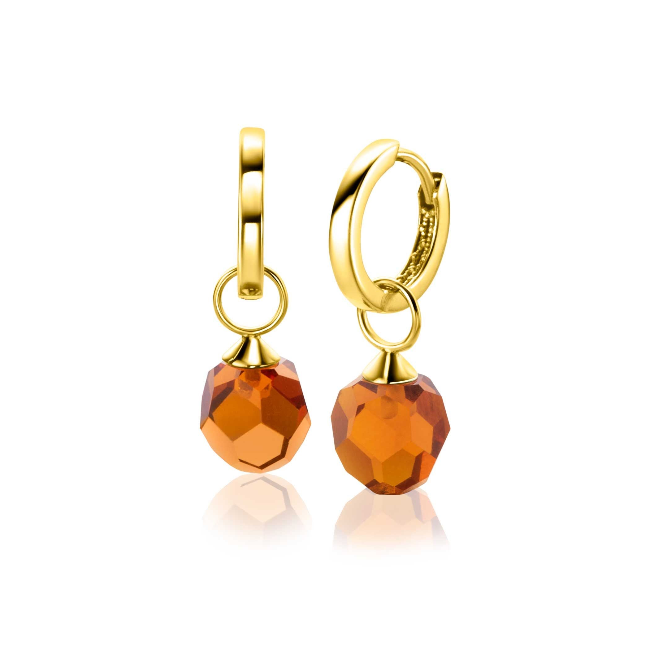 ZINZI 14K Gouden Oorbedels met Bruine Zirkonia ZGCH144BR
