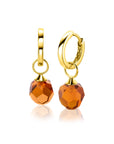 Zinzi Gold 14 krt gouden oorbedels bruine beads 8mm ZGCH144BR (zonder oorringen)