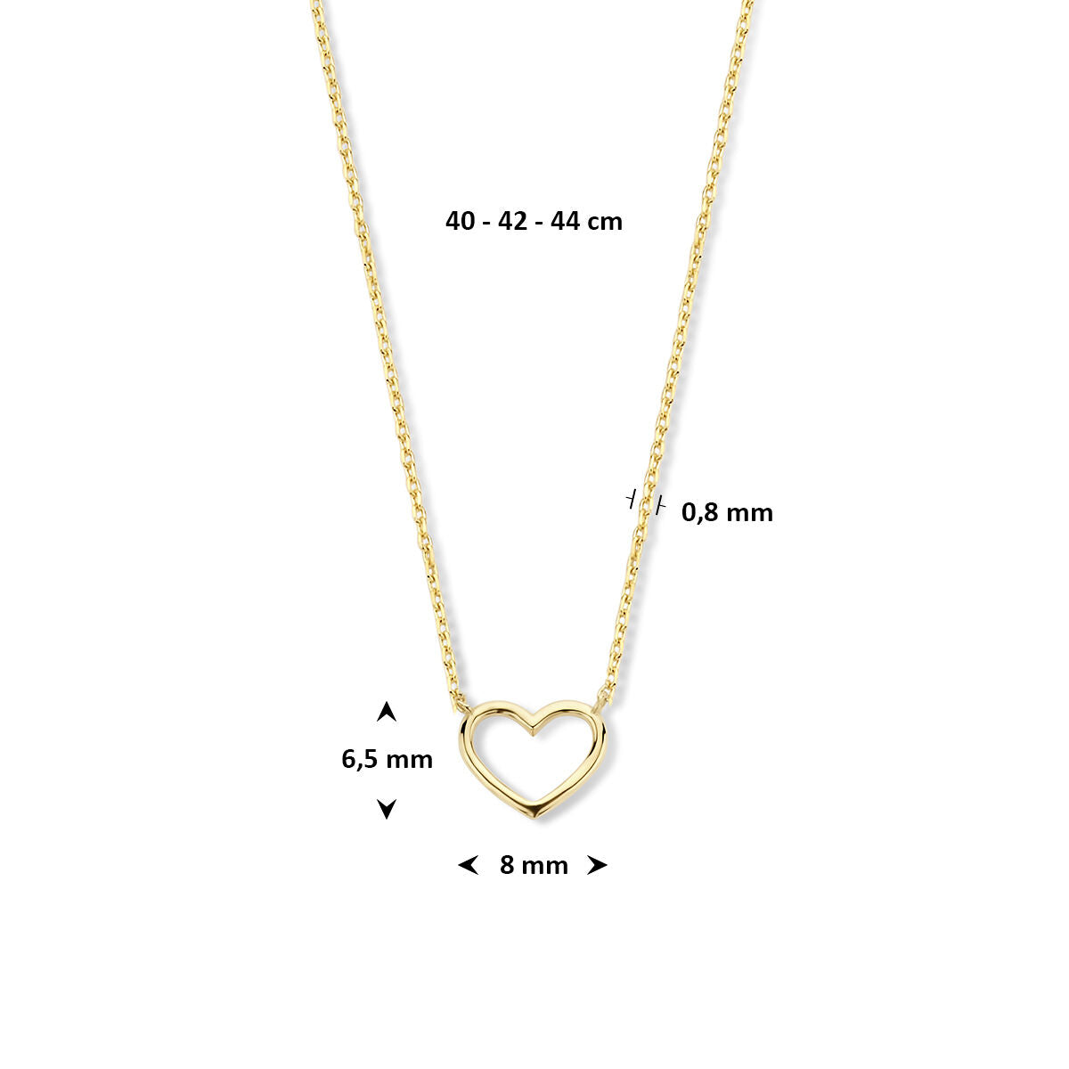 Fantasy Collection 9K collier hart 40 - 42 - 44 cm 9K geelgoud
