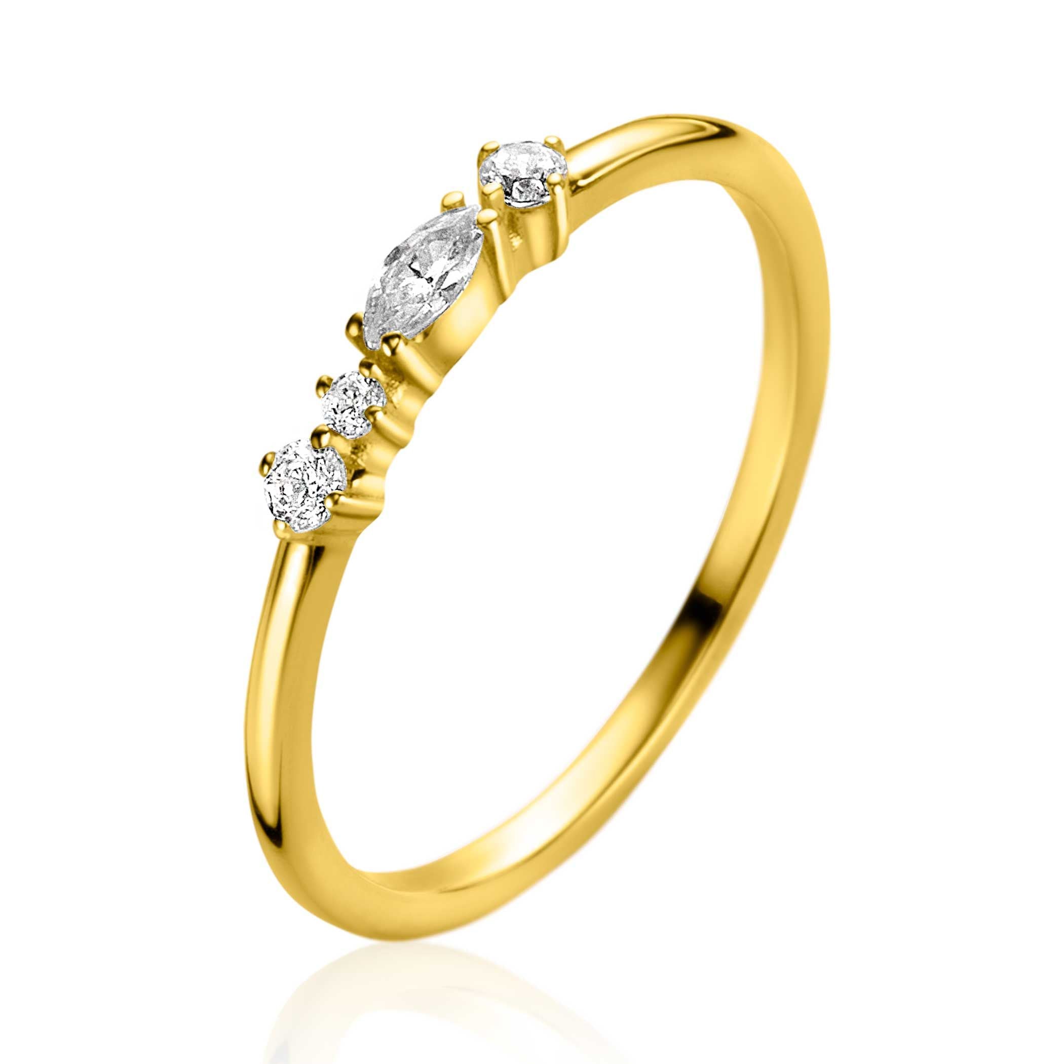 ZINZI 14K Gouden Ring met Witte Zirkonia ZGR464
